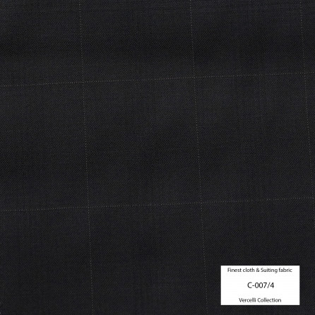 C007/4 Vercelli VIII - 95% Wool - Đen Caro ẩn Sọc trắng